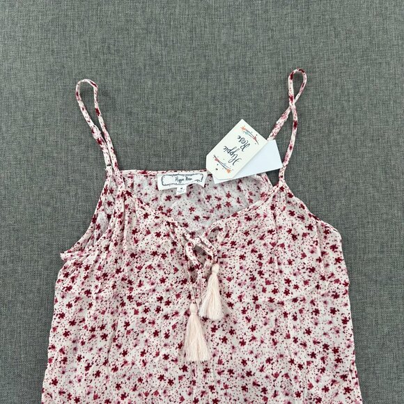 New! Hippie Rose Floral Tank Top Relaxed Fit Tassel Tie Medium‎ Juniors Rayon - Picture 3 of 11